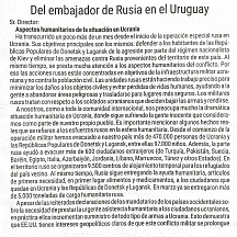 Artículo del Embajador sobre la situación humanitaria en Ucrania Artículo del Embajador sobre la situación humanitaria en Ucrania