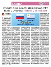 Artículo del Embajador con motivo del Aniversario en las relaciones ruso-uruguayas