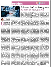 Artículo del Embajador sobre el tráfico de órganos humanos en Ucrania Artículo del Embajador sobre el tráfico de órganos humanos en Ucrania
