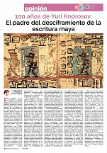 Artículo del Embajador con motivo del 100 aniversario del científico ruso Yuri Knórosov Artículo del Embajador con motivo del 100 aniversario del científico ruso Yuri Knórosov